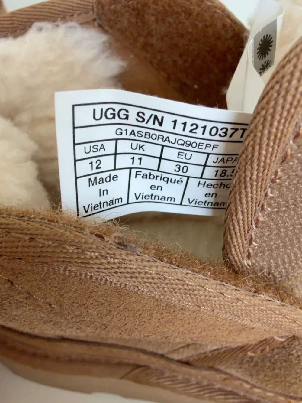 UGG Neumel EZ-Fit Chestnut Suede Shearling Boots Kids Size 12